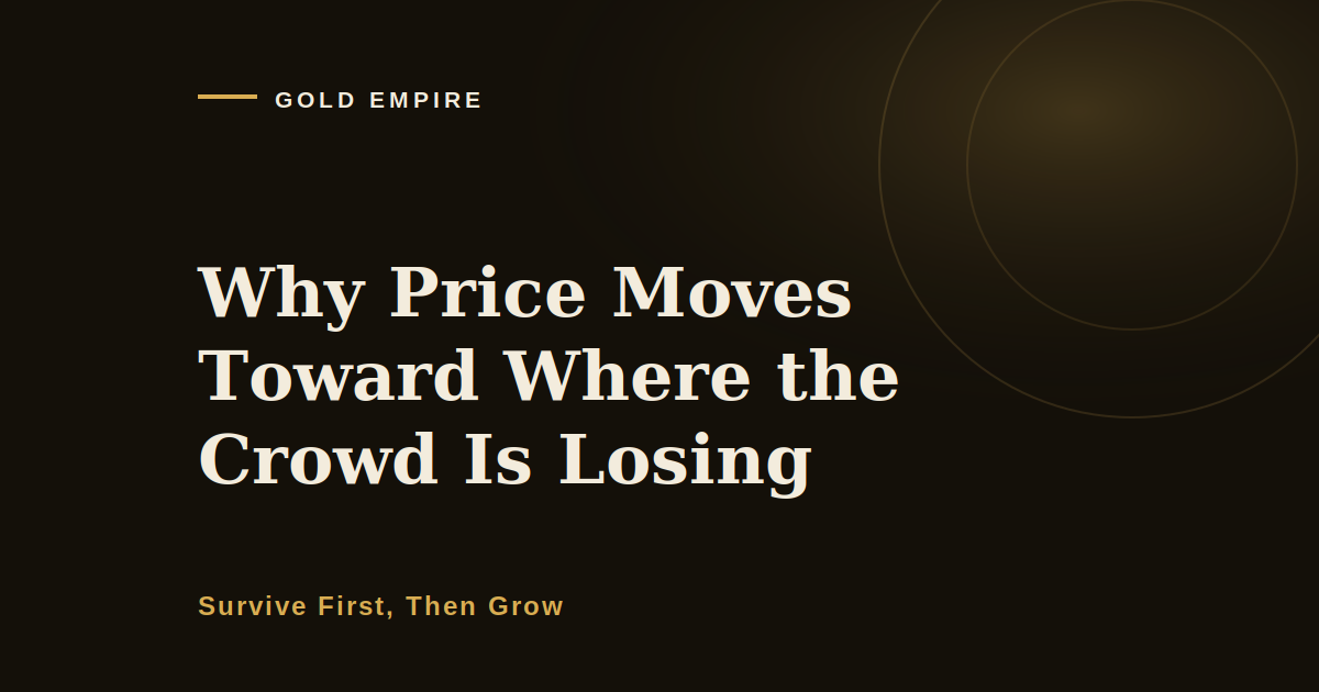 Why price moves toward where the crowd is losing, Gold Empire article cover image